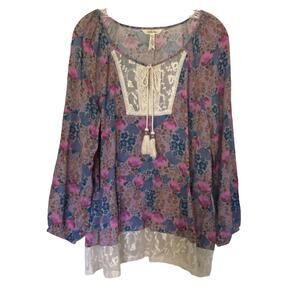 Matilda Jane Boho Sew Perfect Peasant Top S CottageCore Lace Hippie Floral NWT